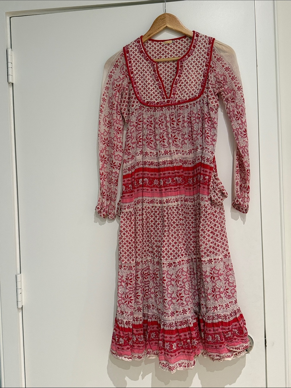 Matta Red Floral Long-Sleeve Boho Dress